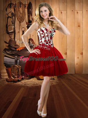 Inexpensive Sleeveless Embroidery Lace Up Dress for Prom