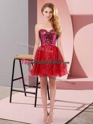 Elegant Sweetheart Sleeveless Tulle Homecoming Dress Sequins Zipper