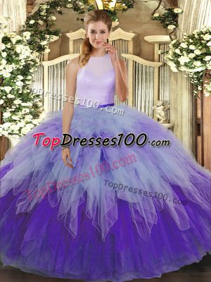 Discount Multi-color Backless Vestidos de Quinceanera Ruffles Sleeveless Floor Length