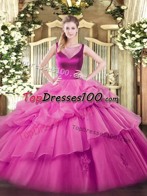 Inexpensive Lilac Sleeveless Floor Length Beading and Appliques Side Zipper 15th Birthday Dress