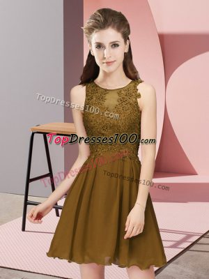 Sweet Brown Sleeveless Chiffon Zipper Damas Dress for Prom and Party and Wedding Party