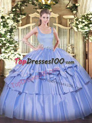 Straps Sleeveless Zipper Sweet 16 Dress Blue Taffeta