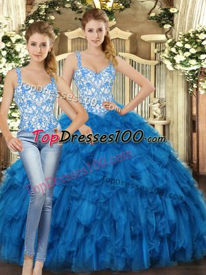 Modern Sleeveless Lace Up Floor Length Beading and Ruffles 15 Quinceanera Dress