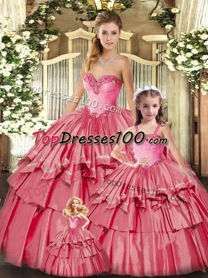 Glamorous Sweetheart Sleeveless Organza 15 Quinceanera Dress Ruffled Layers Lace Up