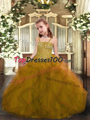 Floor Length Ball Gowns Sleeveless Olive Green Casual Dresses Lace Up