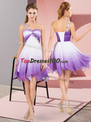 Edgy Sleeveless Asymmetrical Beading Lace Up Homecoming Dress with Multi-color