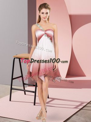 Multi-color Lace Up One Shoulder Beading Homecoming Dress Fading Color Sleeveless