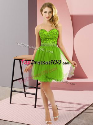Empire Tulle Sweetheart Sleeveless Beading Mini Length Zipper Prom Gown