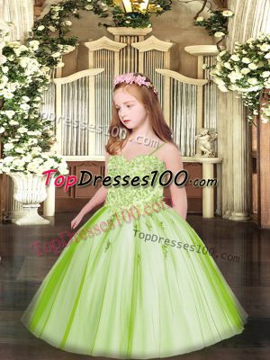 Spaghetti Straps Sleeveless Tulle Party Dresses Appliques Lace Up