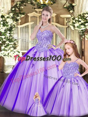 Purple Lace Up 15 Quinceanera Dress Beading Sleeveless Floor Length