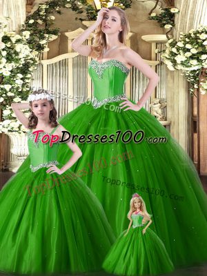 Attractive Floor Length Ball Gowns Sleeveless Green Quinceanera Dress Lace Up