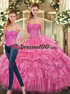 Affordable Organza Sleeveless Floor Length Sweet 16 Dress and Beading and Ruffles