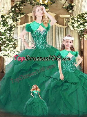 Turquoise Sweet 16 Dresses Military Ball and Sweet 16 and Quinceanera with Beading and Ruffles Sweetheart Sleeveless Lace Up