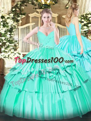 Noble Taffeta Sleeveless Floor Length Quinceanera Dresses and Ruffled Layers