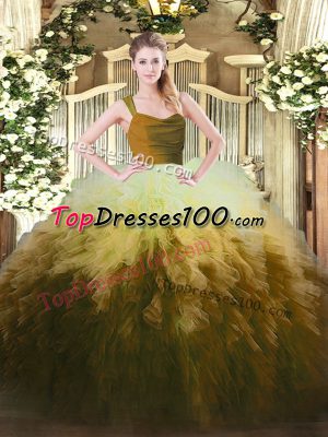 Sleeveless Zipper Floor Length Ruffles Sweet 16 Dresses