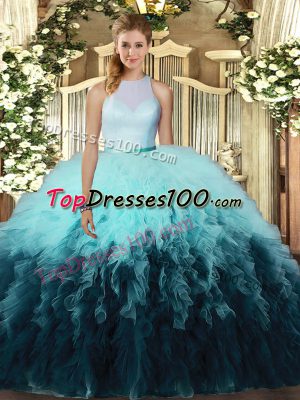 Romantic Sleeveless Backless Floor Length Ruffles Sweet 16 Dresses