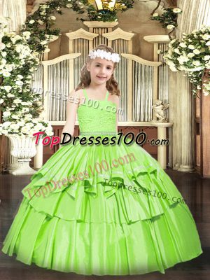 Straps Sleeveless Zipper Little Girls Pageant Gowns Organza