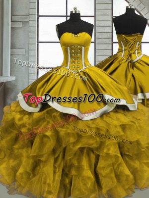 Wonderful Brown Quinceanera Dress Sweetheart Sleeveless Lace Up