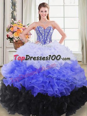 Sumptuous Floor Length Ball Gowns Sleeveless Multi-color Quince Ball Gowns Lace Up