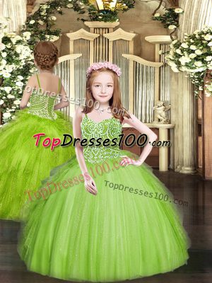 Admirable Spaghetti Straps Neckline Beading and Ruffles Little Girl Pageant Gowns Sleeveless Lace Up