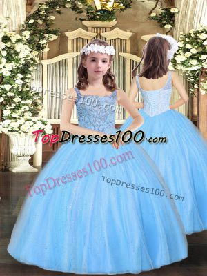 Sleeveless Lace Up Floor Length Beading Party Dresses