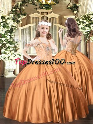 Rust Red Lace Up Off The Shoulder Beading Womens Party Dresses Satin Sleeveless