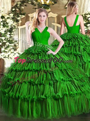 Amazing Sleeveless Ruffled Layers Zipper Quinceanera Gowns