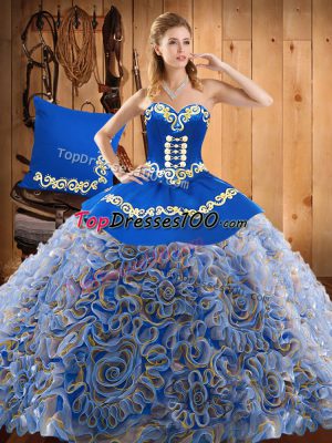 Stunning Multi-color Sweetheart Neckline Embroidery Vestidos de Quinceanera Sleeveless Lace Up