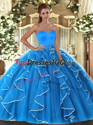 Sleeveless Beading and Ruffles Lace Up Vestidos de Quinceanera