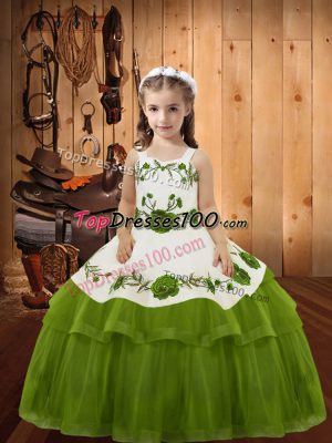 Custom Made Sleeveless Embroidery and Ruffled Layers Lace Up Womens Party Dresses
