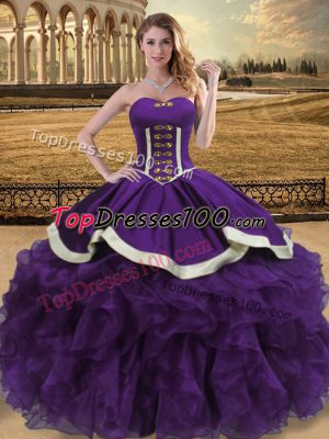 Sophisticated Organza Sleeveless Floor Length 15th Birthday Dress and Beading and Ruffles