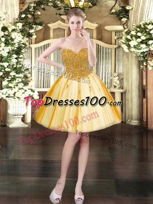 Sleeveless Beading Lace Up Prom Dress