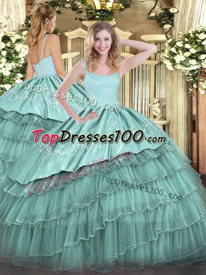 Trendy Sleeveless Embroidery and Ruffled Layers Zipper 15 Quinceanera Dress