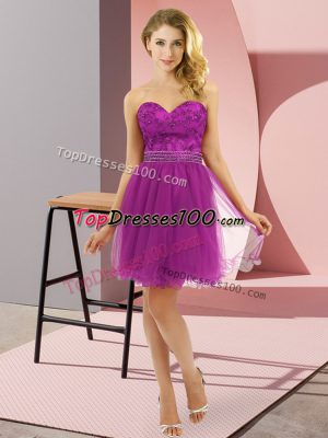 Glittering Mini Length Eggplant Purple Prom Party Dress Sweetheart Sleeveless Zipper