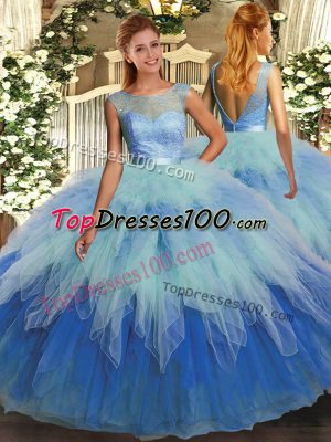 Sophisticated Ruffles Sweet 16 Dresses Multi-color Backless Sleeveless Floor Length