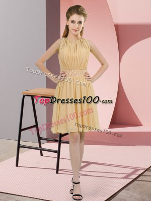 Perfect Champagne Empire Sequins Damas Dress Zipper Chiffon Sleeveless Knee Length