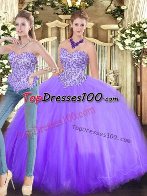 Amazing Tulle Sleeveless Floor Length Ball Gown Prom Dress and Beading