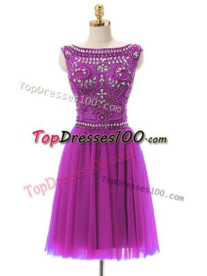 Mini Length Zipper Homecoming Dress Fuchsia for Prom and Party with Beading