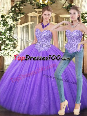 Eggplant Purple Tulle Zipper Sweet 16 Dresses Sleeveless Floor Length Appliques