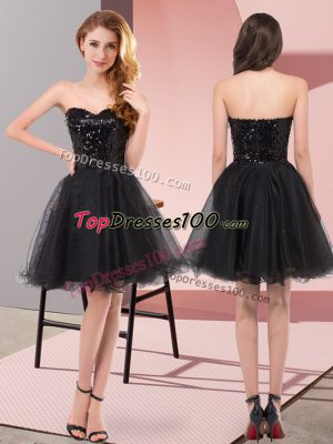 Customized Sequins Dress for Prom Black Zipper Sleeveless Knee Length