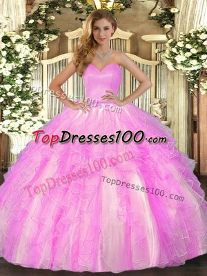 Organza Sweetheart Sleeveless Lace Up Ruffles Sweet 16 Quinceanera Dress in Lilac
