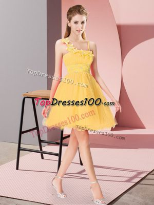 Vintage Mini Length Empire Sleeveless Gold Prom Dresses Zipper