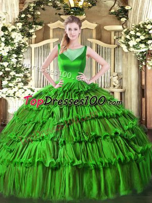 Fine Beading and Ruffled Layers 15 Quinceanera Dress Side Zipper Sleeveless Floor Length