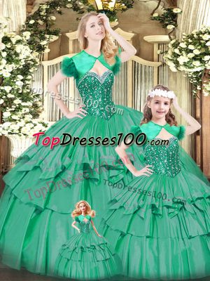 Captivating Organza Sleeveless Floor Length Quinceanera Dresses and Beading and Ruffled Layers