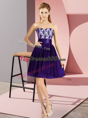 Dazzling Mini Length Zipper Prom Dresses Purple for Prom and Party with Lace