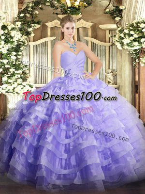 Free and Easy Sleeveless Beading and Ruffled Layers Lace Up Vestidos de Quinceanera