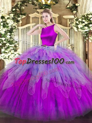 Perfect Multi-color Sleeveless Floor Length Ruffles Clasp Handle Sweet 16 Quinceanera Dress