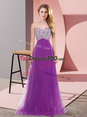 Perfect Eggplant Purple Sleeveless Tulle Lace Up Court Dresses for Sweet 16 for Prom and Party