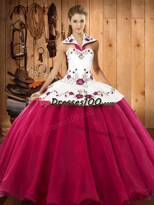 Extravagant Sleeveless Embroidery Lace Up Ball Gown Prom Dress