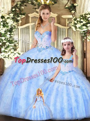 Ball Gowns Quinceanera Dresses Lavender Sweetheart Organza Sleeveless Floor Length Lace Up